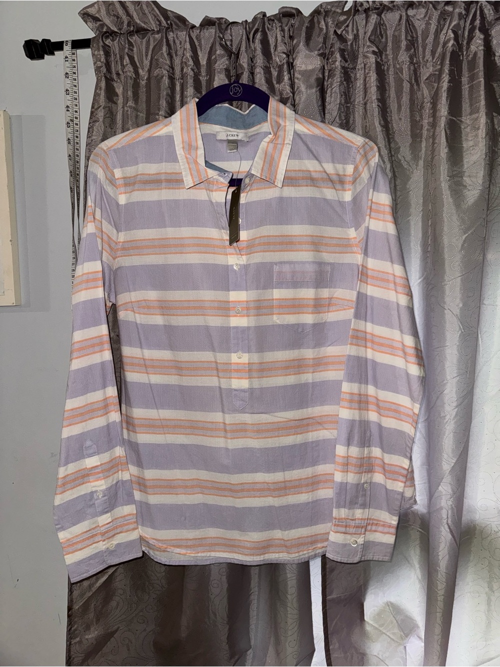 J. Crew Lavender, White & Peach Striped Women's Button-Up Blouse
